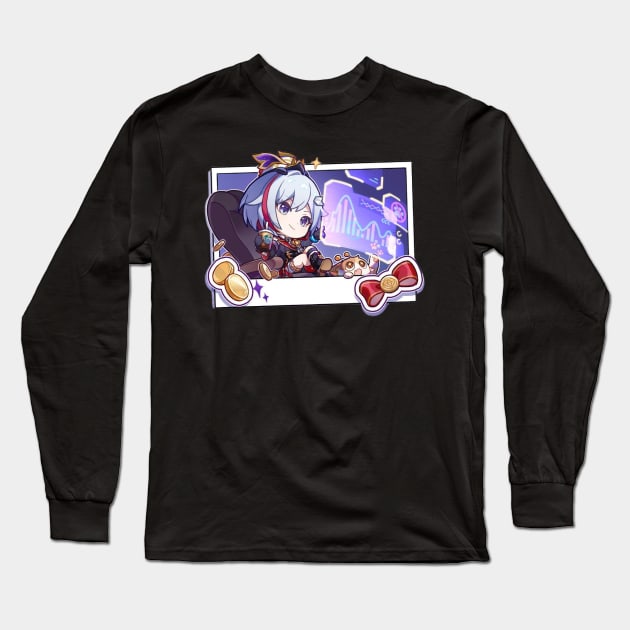 Honkai Star Rail Chibi Topaz Market Long Sleeve T-Shirt by HoyoStan